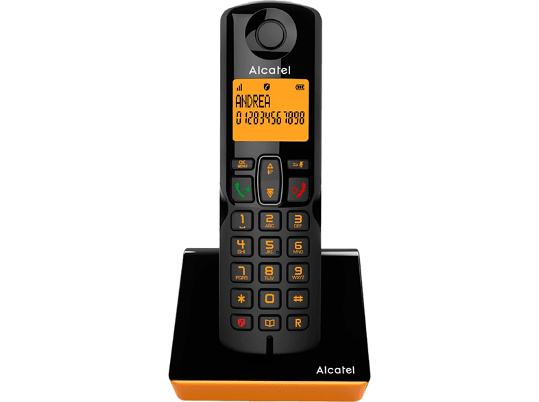 Alcatel S280 Inalámbrico Bloqueo de llamadas Agenda para 50 contactos Manos libres Negro y Naranja