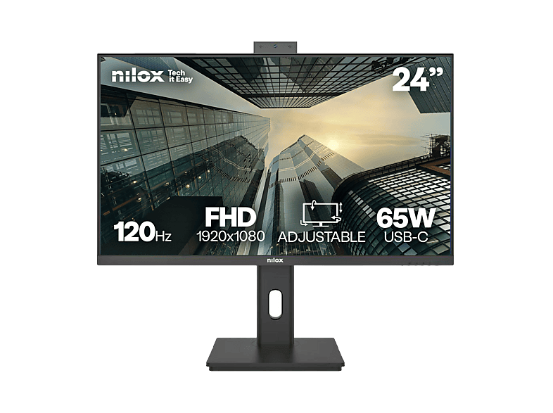 Nilox NXM24RWEB0265 23.8 Full-HD 120 Hz 4 ms IPS Altura Ajustable USB-C Webcam Integrada Negro