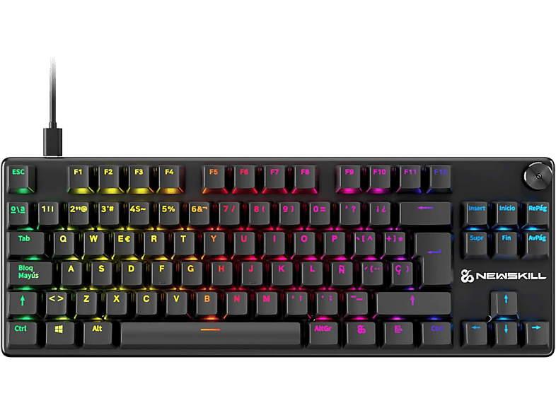 NEWSKILL Serike V2 TKL USB tipo A extraible Teclas iluminadas Con rueda de volumen Negro