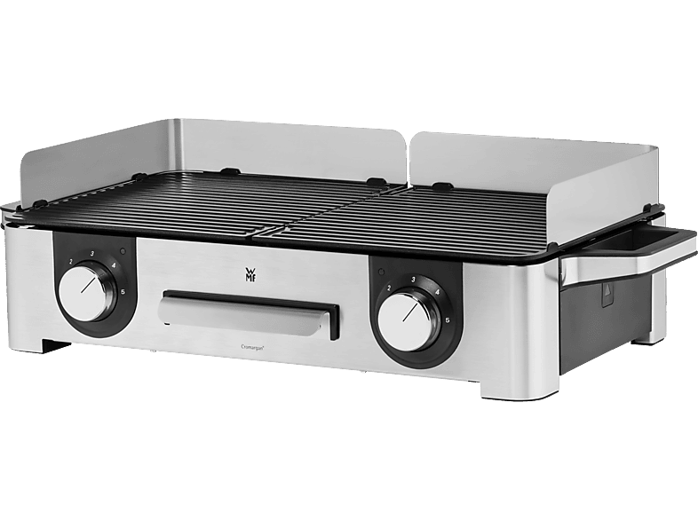 WMF Lono Master Grill 2400W Antiadherente Regulador temperatura 2 zonas Bandeja antigoteo extraíble Acero inoxidable Cromargan Plata