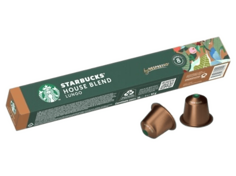 Starbucks House Blend Lungo Tueste natural Intensidad 8 10 piezas Redondo Notas de Toffee Compatible con Máquinas Nespresso