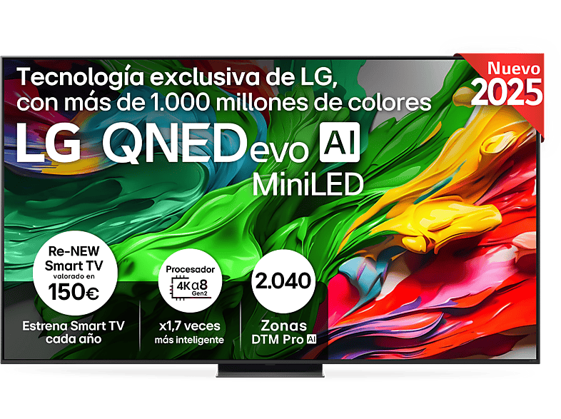LG 86QNED86A6A UHD 4K Procesador Inteligente α8 AI Processor 4K Gen2 Smart TV DVB-T2 (H.265) Charcoal Black
