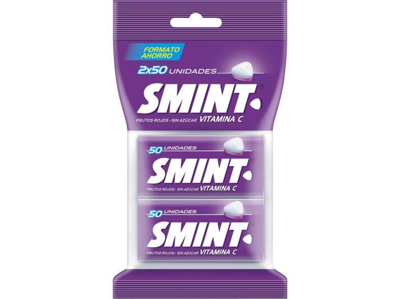 Smint Twinpack Sabor Frutos Rojos Sin Gluten Sin Azúcar Vitamina C 2x50 unidades 70g