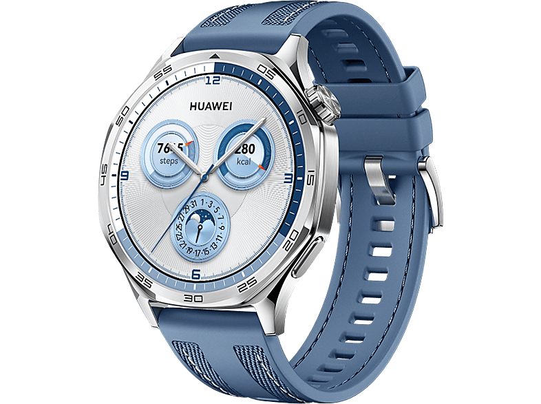 Huawei Watch GT5 46 mm Llamadas Bluetooth Respuesta con teclado 14 días de batería Compatible iOS/Andorid Correa de tejido Azul