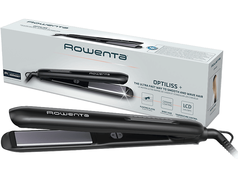 Rowenta Optiliss + SF3320F0 Tecnología Thermo Control Revestimiento Cerámico Turmalina Hasta 230 °C LCD Apagado Autom. Negro