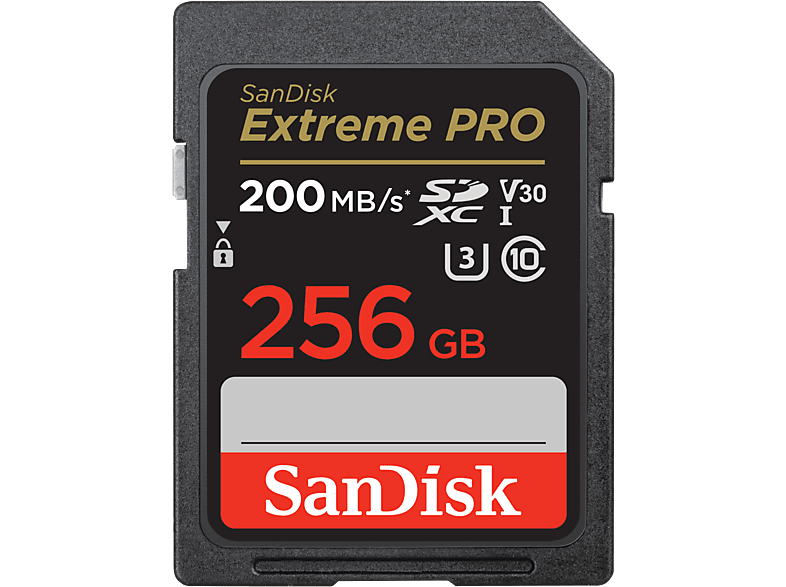 SanDisk Extreme PRO 256 GB Hasta 200 MB/s lectura U3 V30 Clase 10 Vídeo 4K UHD Negro