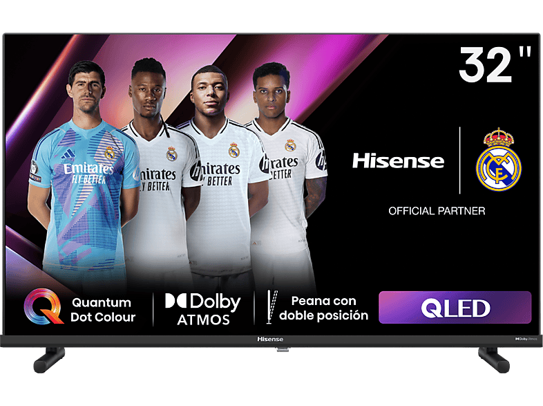 Hisense 32A5NQ/QLED Full-HD HDR 10+ Dolby Atmos Modo Deportes IA Control por voz  Negro