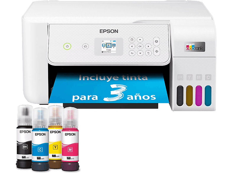 Epson EcoTank ET-2876 Con depósito recargable 10 ppm Hasta 3 años de tinta incluida Conexión Wi-Fi Blanco