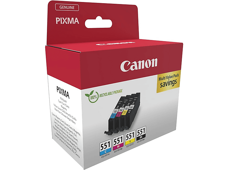 Canon CLI-551 300 páginas Negro Magenta Cian y Amarillo Multicolor