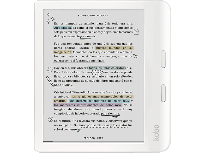 Kobo Libra Colour 7 E Ink Kaleido 3 32 GB FastGLR IPX8 Pantalla color Blanco