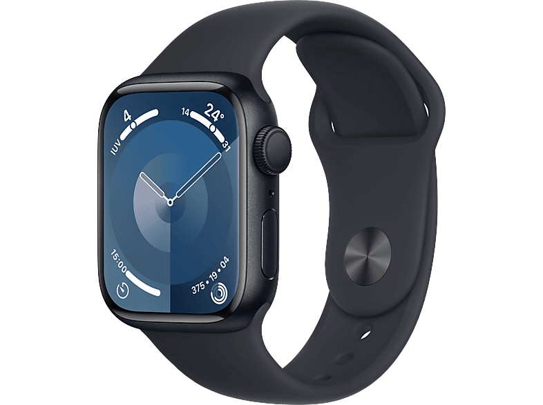 Apple Watch Series 9 (2023) GPS 41 mm Gesto de doble toque Caja de aluminio medianoche Correa deportiva medianoche Talla S/M