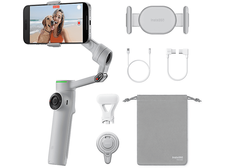 Insta360 Flow 2 Pro Creator Kit 10h Autonomía Estabilización de 3 ejes Deep track 4.0 impulsado por IA Gris
