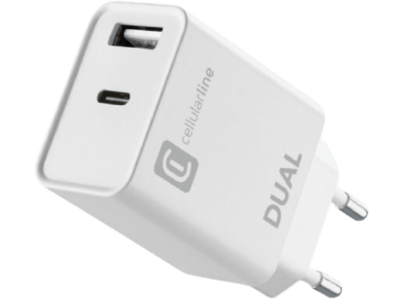 Cellular Line ACHIPHUSB2PD20WW 20 W Cargador de doble puerto para Apple Blanco