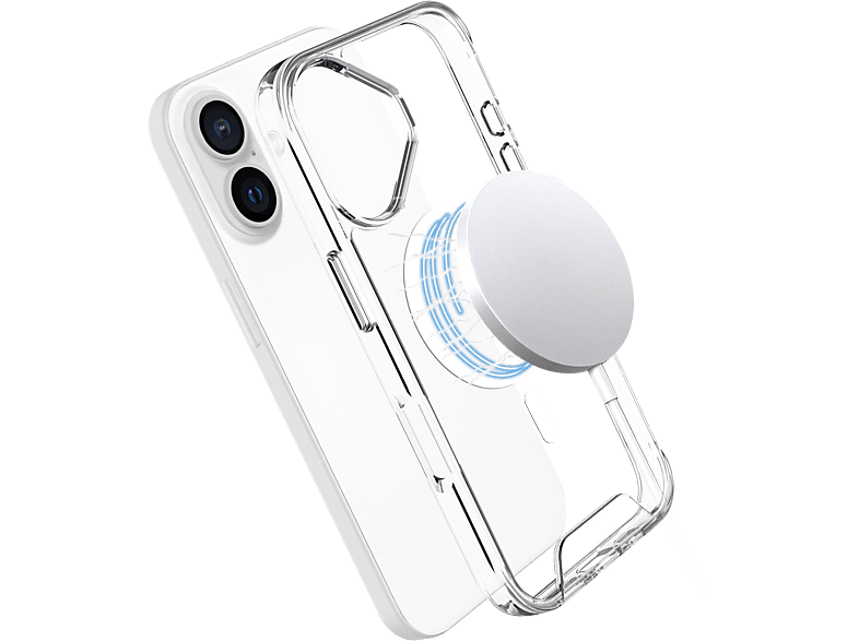 Isy ISC 1118 Compatible con iPhone 16 Plus Resistente a Golpes Anillo Magnético Integrado Transparente