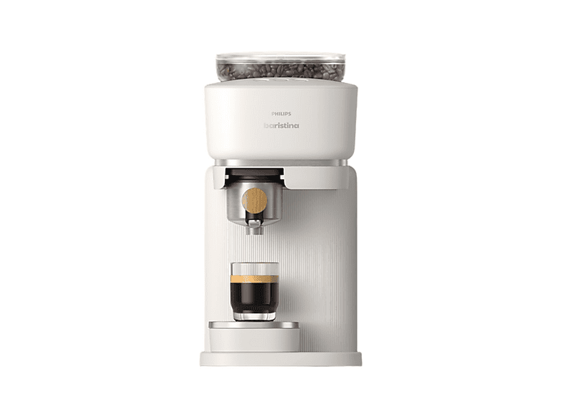 Philips BAR302/20 De grano Molinillo cerámico 16 bares Depósito 1,2 L Blanca con portafiltro madera Espresso en menos de 60 s