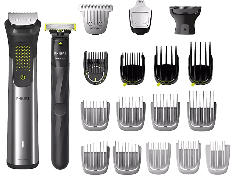 Philips Series 9000 MG9553/15 20 en 1 Recorte uniforme OneBlade para líneas limpias Hasta 120 min Gris