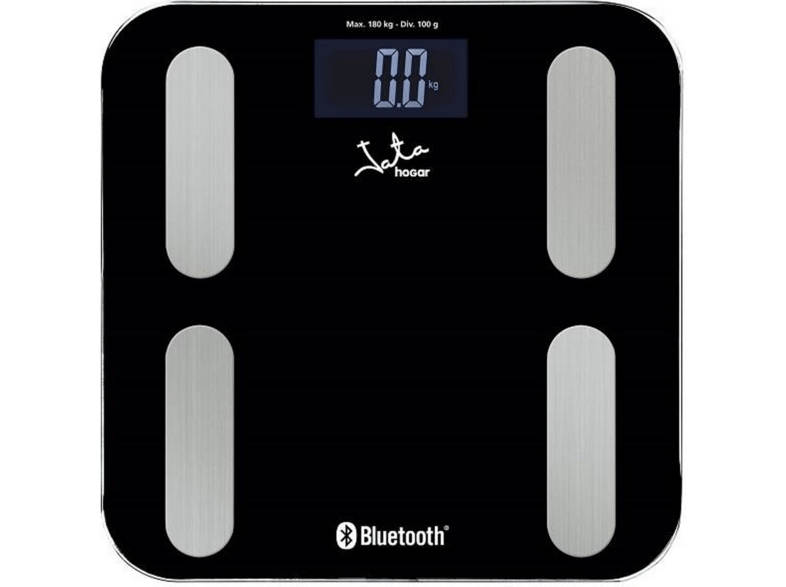 Jata 593 Bluetooth Peso máximo 180 kg Precisión 100 g App OkOk 8 funciones Negro