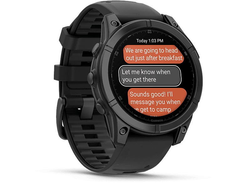 Garmin FĒNIX® E Acero gris con correa negra 47 mm Correa 125-208 mm 1.3 AMOLED GPS Garmin Pay Autonomía 16 días