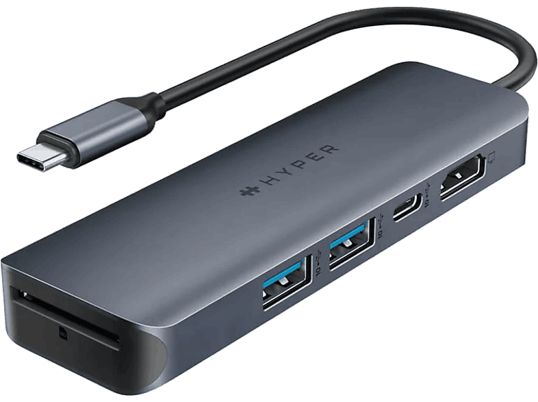 Hyper HD4002GL 6 puertos USB-A USB-C HDMI 4K SD Gris