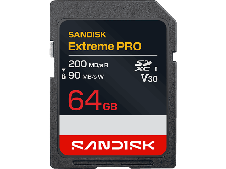 SANDISK Extreme PRO 64 GB Hasta 200 MB/s lectura UHS-I V30 U3 Vídeos 4K y Full HD Negro