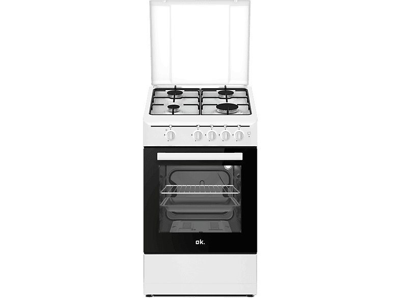OK. OFC 2421-3 A Gas Natural y Gas Butano 4 quemadores Horno de gas 49 l de Capacidad Blanco