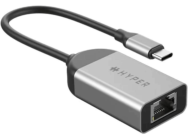 HYPER Adapt. USB-C Ehernet Cat-5e 2.5 Gbps Plata