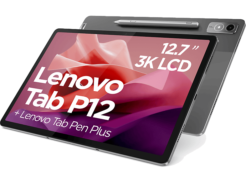 Lenovo Tab P12 Gris 256GB WiFi only 12.7 3K 8GB RAM MediaTek Dimensity 7050 Android Incluye Lápiz digital