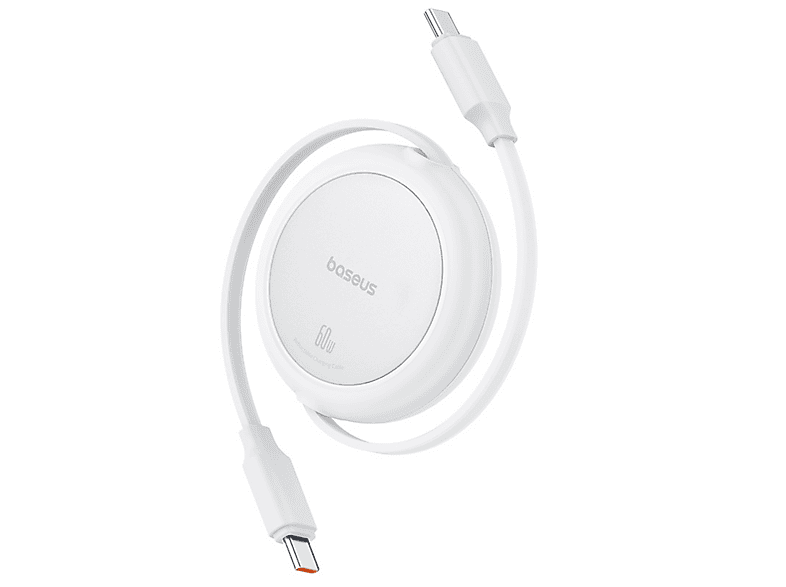 Baseus Free2Pull Retráctil Tipo C a Tipo C Cable de 100 cm Universal 60W Blanco Luna
