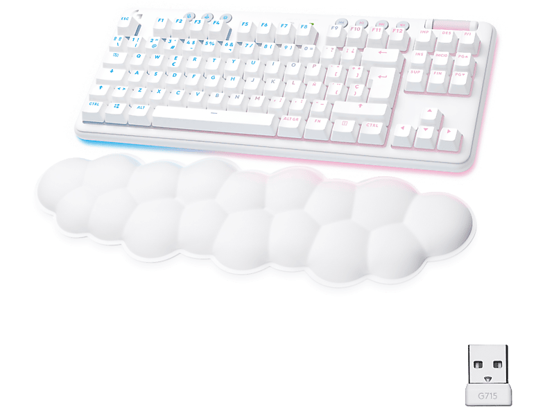 Logitech G G715 Linear Aurora Collection Bluetooth Retroiluminación Lightsync Lightspeed Interruptores lineales PC/Mac Blanco