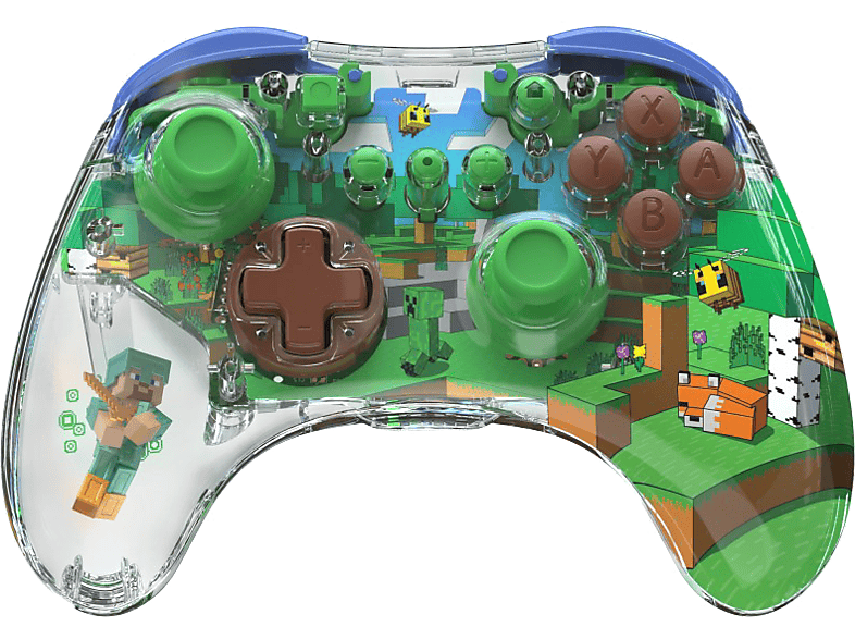 PDP Realmz Wireless Controller Minecraft Forest Inalámbrico Para Nintendo Switch Con figura coleccionable en el agarre