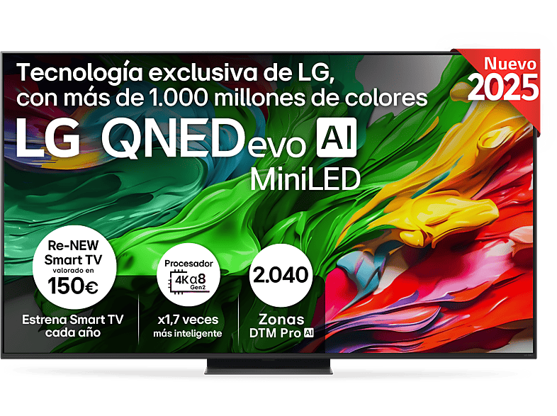 LG 65QNED87A6B UHD 4K Procesador Inteligente α8 AI Processor 4K Gen2 Smart TV DVB-T2 (H.265) Ashed Blue