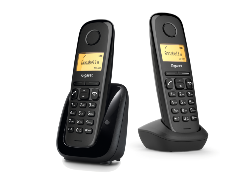 Gigaset A180 Duo Pantalla 1.5 50 contactos Identificador llamadas Rellamada Negro
