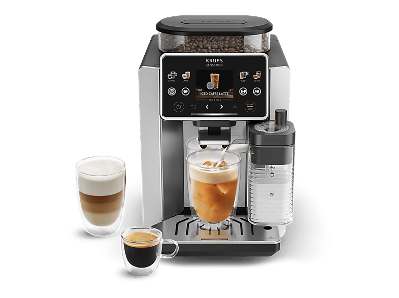 Krups Sensation Elite Hot & Could EA918 30 Recetas Jarra de leche Molinillo Táctil Espumador 15 bar 1450 W Aluminio