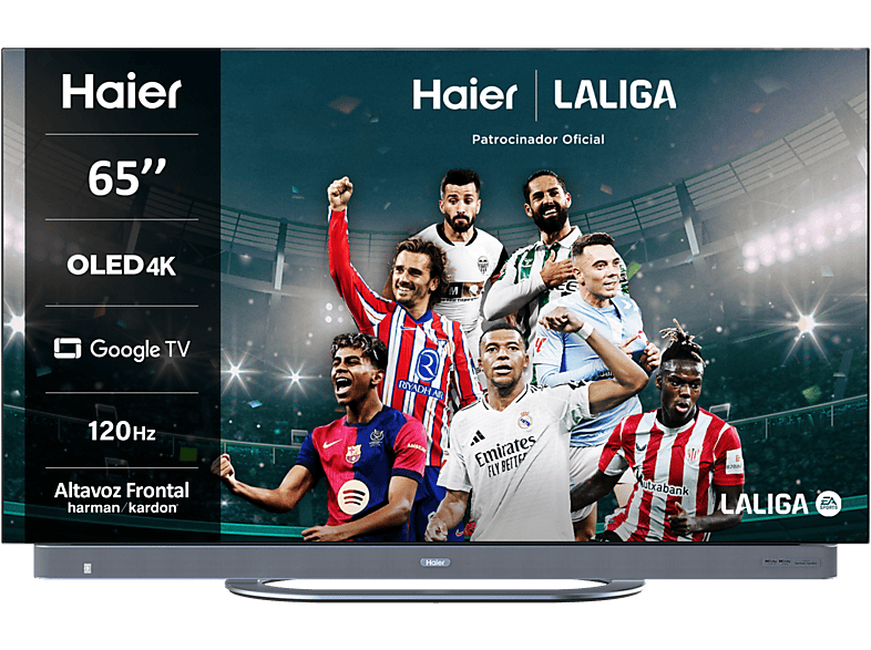 Haier C90 Series H65C900UX Smart TV (Google TV) HDR 4K Altavoz Frontal Harman Kardon Dolby Atmos-Vision Gaming 120Hz Plata
