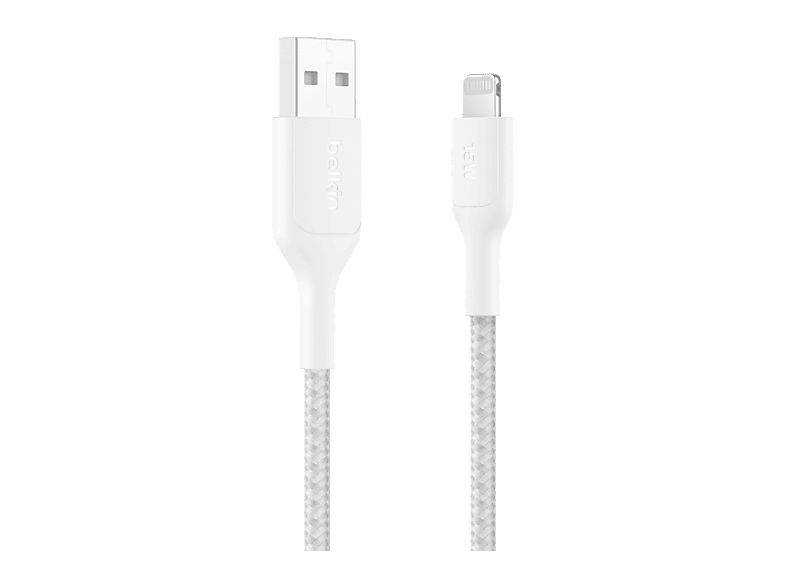 Belkin CAA020 1 m Compatible con iPhone USB-A con conector Lightning Trenzado Blanco