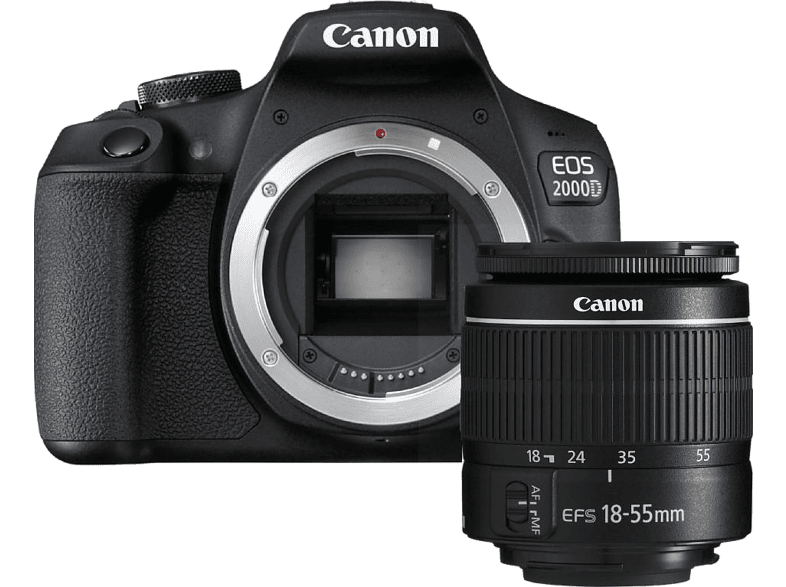 Canon EOS 2000D 24.1 MP CMOS APS-C Vídeo Full HD Negro + Objetivo Canon EF-S 18-55 mm f/3.5-5.6 DC III