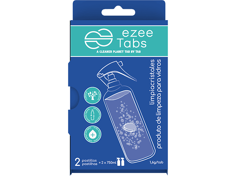 Ezeetabs Limpiacristales 2 pastillas 1.8 gr Aroma floral Azul