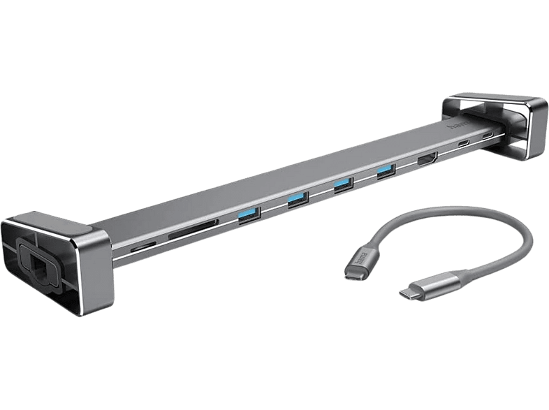 Hama 2001030000 9 puertos 60 W 10/100/1000 Mbps USB-A/C/HDMI/ LAN/ Lector SD/ microSD Plata