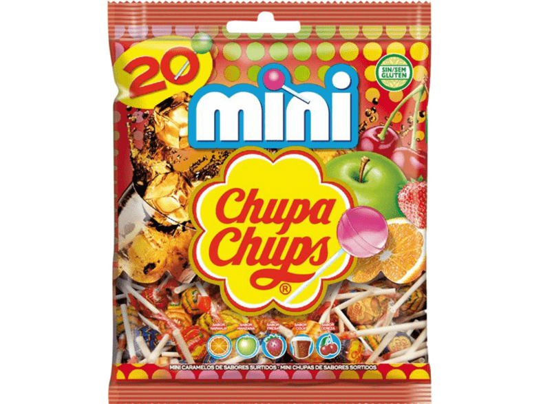 Chupa Chups Mini Con palo Sin Gluten Sabores variados 20 unidades 120g