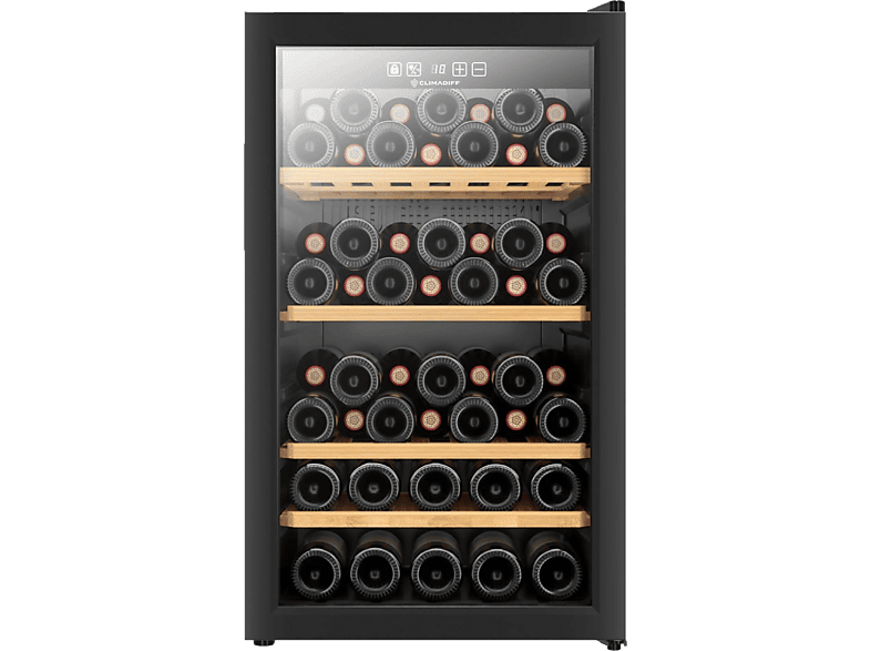 Climadiff CLS52B1 52 Botellas Puerta de Vidrio templado con doble Acristalamiento De 5-20°C Negro