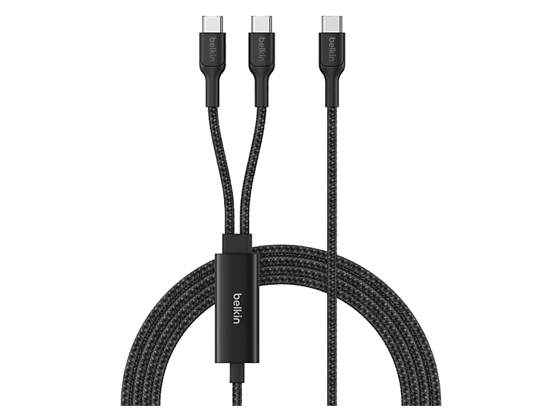 Belkin BoostCharge Pro Cable trenzado USB-C a doble USB-C de 140 W 1.5 m Universal Negro