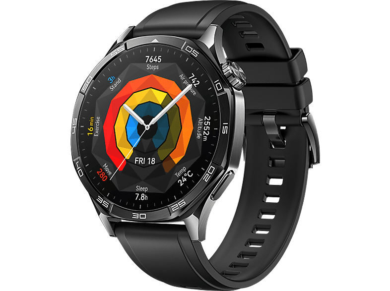 Huawei Watch GT5 46 mm Llamadas BT Respuesta con teclado 14 días de batería Compatible iOS/Andorid Correa Fluoroelastómero Negro