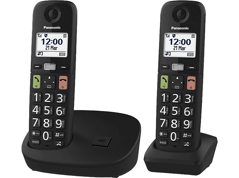 Panasonic KX-TGU112 Duo Pantalla Retroiluminada Botones Grandes Compatible con Audífonos Negro
