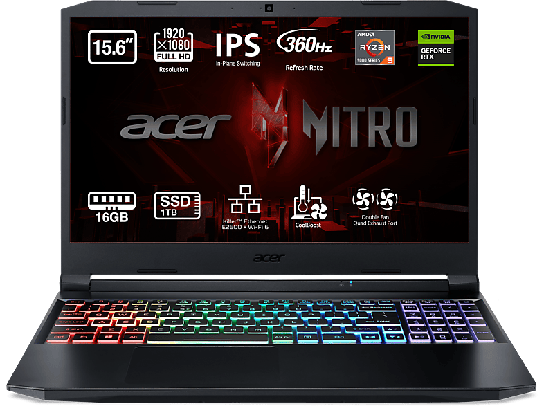 Acer AN515-45-R5ZJ 15.6 Full HD AMD Ryzen™ 9 5900HX 16GB RAM 1TB SSD GeForce RTX™ 3080 Sin sistema operativo