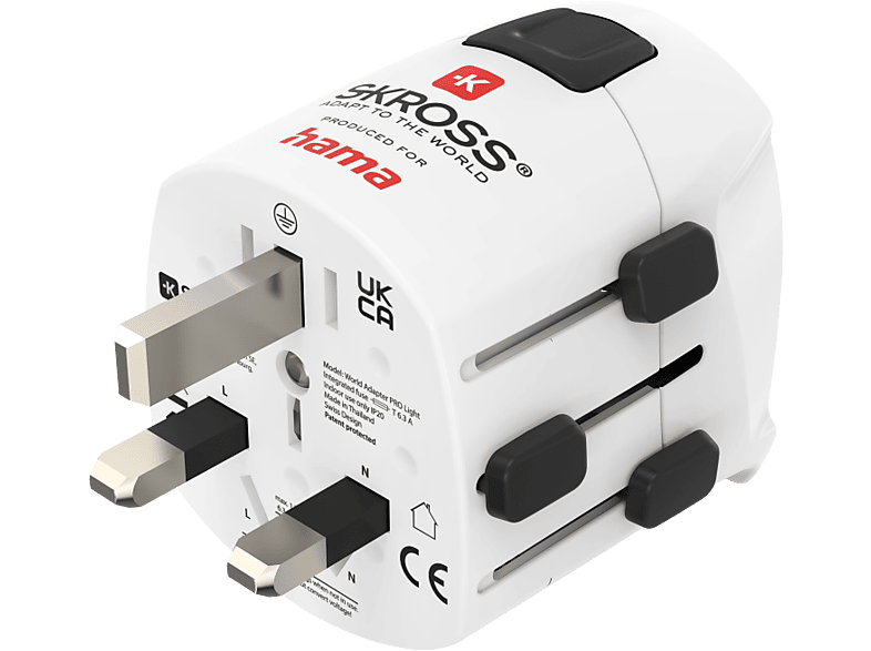 Hama World Travel Pro Light 3 clavijas Universal 250 V Blanco