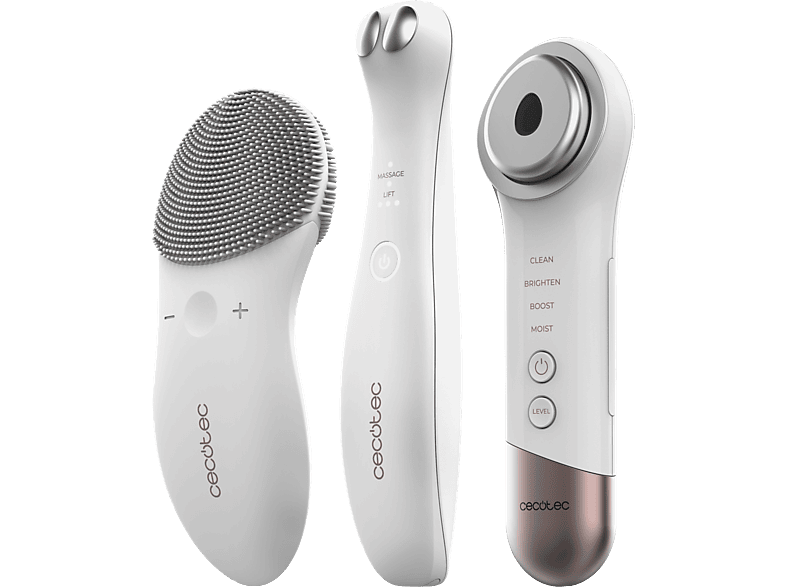 Cecotec FaceCare SkinRoutine Dispositivo antiojeras Masajeador facial Kit de diadema y muñequeras Limpiador facial White