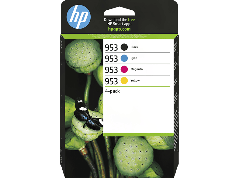 HP 953 negro/cian/magenta/amarillo Hasta 900 páginas tinta negra hasta 630 páginas tinta color