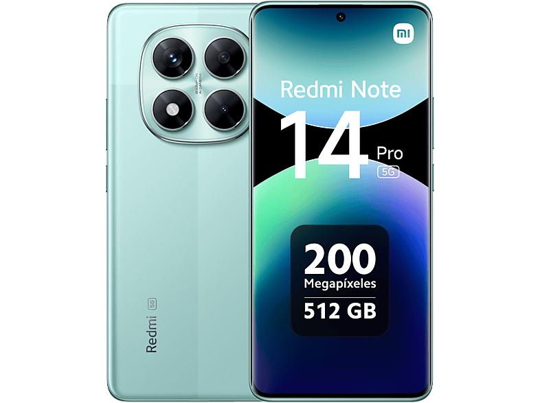 Xiaomi Redmi Note 14 Pro 5G Verde coral 512 GB 12 GB RAM 6.67 AMOLED 1.5K MediaTek Dimensity 7300-Ultra 5110 mAh