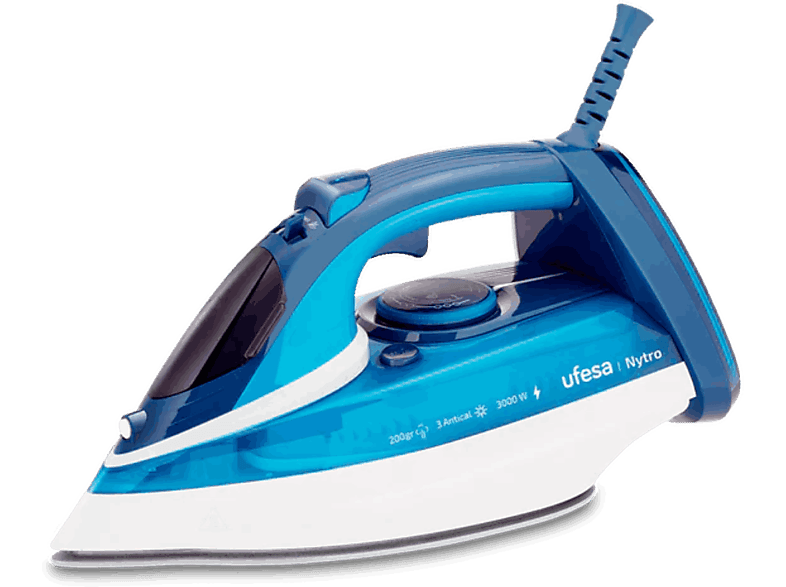 Ufesa Nytro 3000W Golpe vapor 200g 450 ml Triple sistema antical Planchado vertical Azul