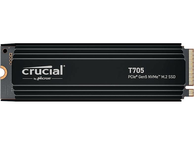 Crucial T705 PCIe Gen5 NVMe M.2 with heatsink Interno Velocidad de lectura 13.600 MB/s Negro